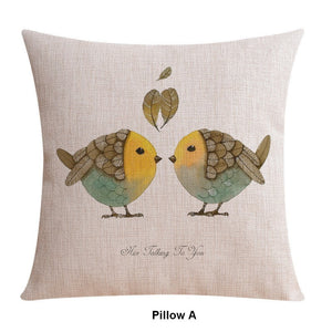 Simple Decorative Pillow Covers, Decorative Sofa Pillows for Children's Room, Love Birds Throw Pillows for Couch, Singing Birds Decorative Throw Pillows-ArtWorkCrafts.com