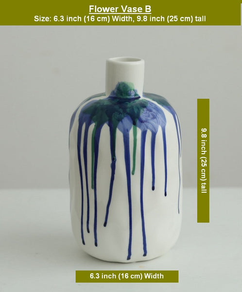 Handmade Water Holding Flower Vases, Modern Ceramic Flower Vases, Porcelain Bud Vases, Small Flower Vases on Table-ArtWorkCrafts.com