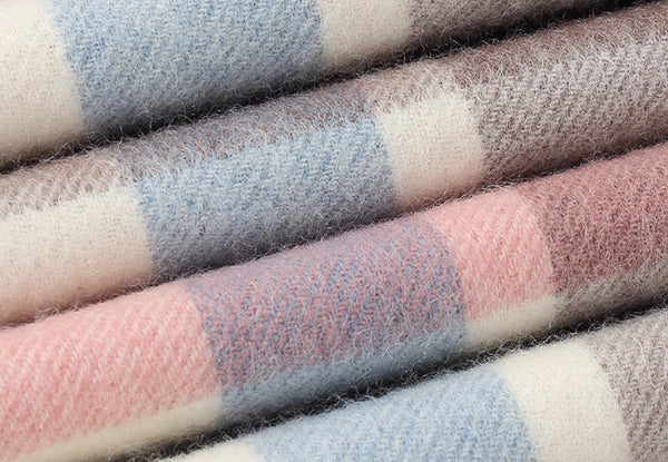 Large Wool Scarf, Soft Wool Scarf for Women, Checkered Fashion Scarf, Winter Shawl, Elegant Shawl, Warm Cape, Gifts for Her, Evening Wrap, Christmas Gift-ArtWorkCrafts.com
