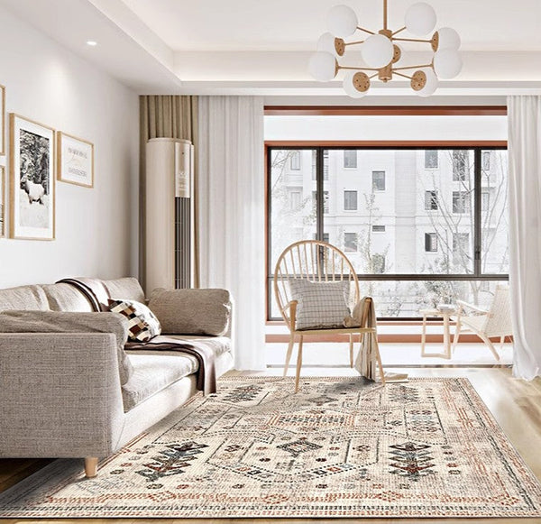 Modern Rugs for Living Room, Morocco Contemporary Rugs Next to Bed, Flower Pattern Contemporary Modern Rugs for Dining Room-ArtWorkCrafts.com