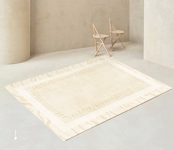Modern Rugs for Dining Room, Cream Modern Carpets for Living Room, Soft Contemporary Rugs for Bedroom, Mid Century Modern Rugs Next to Bed-ArtWorkCrafts.com