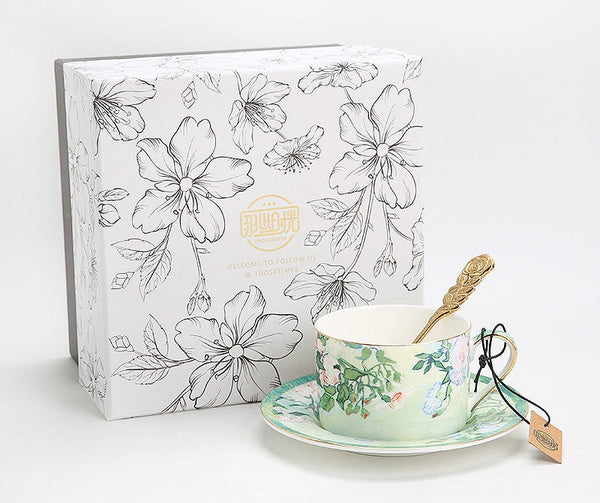Luxury Tea Cup Set, Elegant Coffee Cup, Porcelain Tea Saucer, Ceramic Tea Cup Set, British Tea Cup Set-ArtWorkCrafts.com