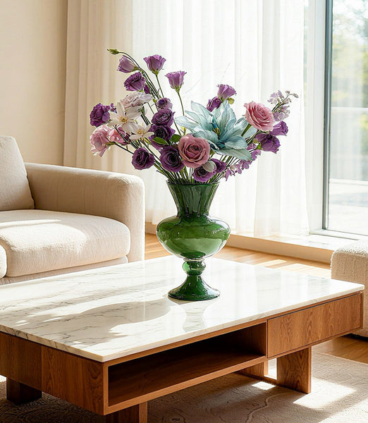 Unique Modern Glass Vase, Contemporary Vase for Modern Home Decor, Modern Glass Flower Vases, Handmade Liuli Vases, Centerpiece Vases on Table-ArtWorkCrafts.com