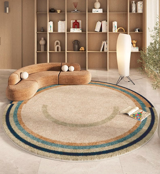 Modern Area Rugs under Coffee Table, Abstract Contemporary Round Rugs, Modern Rugs for Dining Room, Geometric Modern Rugs for Bedroom-ArtWorkCrafts.com