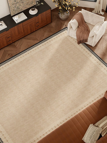 Mid Century Modern Rugs Next to Bed, Modern Rugs for Dining Room, Contemporary Rugs for Bedroom, Cream Modern Carpets for Living Room-ArtWorkCrafts.com