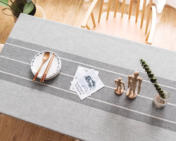 Dining Room Table Large Rectangle Table Cover, Modern Rectangular Table Cloth for Oval Table, Cotton and Linen Tablecloth for Kitchen-ArtWorkCrafts.com
