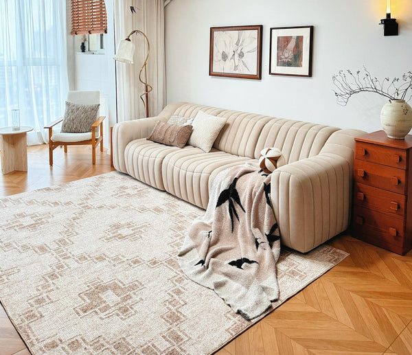 Modern Geometric Carpets for Bedroom, Contemporary Abstract Rugs under Dining Room Table, Modern Living Room Rug Placement Ideas-ArtWorkCrafts.com