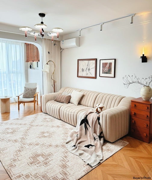 Contemporary Abstract Rugs under Dining Room Table, Modern Geometric Carpets for Bedroom, Modern Living Room Rug Placement Ideas-ArtWorkCrafts.com