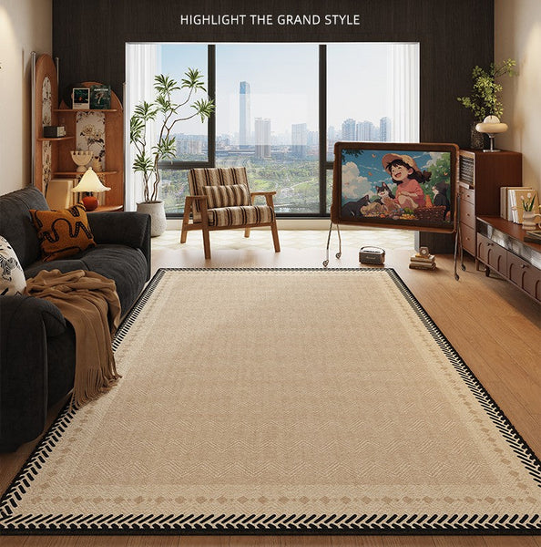 Mid Century Modern Rugs Next to Bed, Modern Rugs for Dining Room, Contemporary Rugs for Bedroom, Cream Modern Carpets for Living Room-ArtWorkCrafts.com