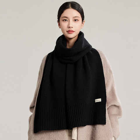Soft Cashmere Scarf for Women, Casual Scarf for Women, Cold Weather Scarf, Fashion Designer Scarf, Black Winter Scarf, Modern Wool Scarf for Women-ArtWorkCrafts.com