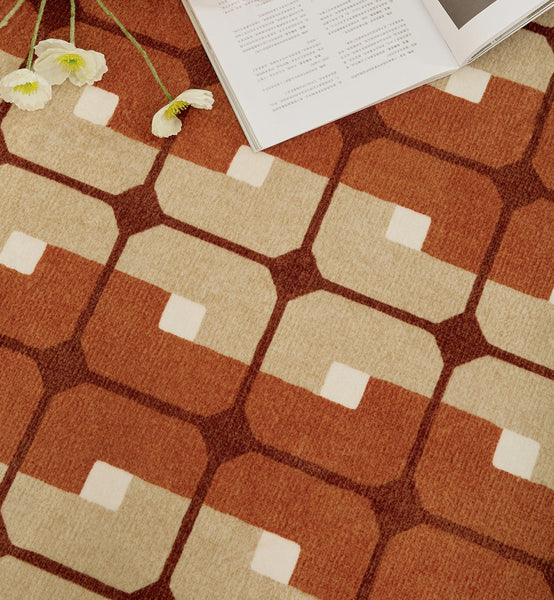 Abstract Contemporary Round Rugs, Modern Rugs under Coffee Table, Modern Rugs for Dining Room, Geometric Modern Rugs for Bedroom-ArtWorkCrafts.com