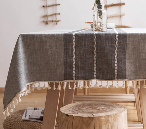 Large Rectangle Table Cover for Dining Room Table, Modern Rectangular Table Cloth for Oval Table, Cotton and Linen Tablecloth for Kitchen-ArtWorkCrafts.com