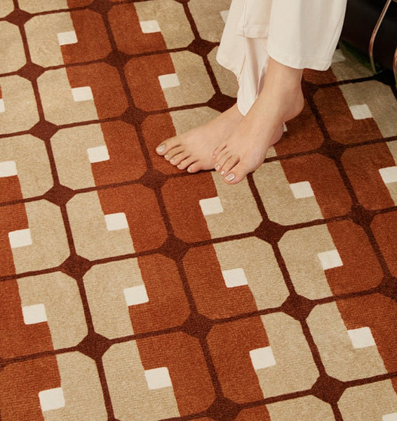 Abstract Contemporary Round Rugs, Modern Rugs under Coffee Table, Modern Rugs for Dining Room, Geometric Modern Rugs for Bedroom-ArtWorkCrafts.com