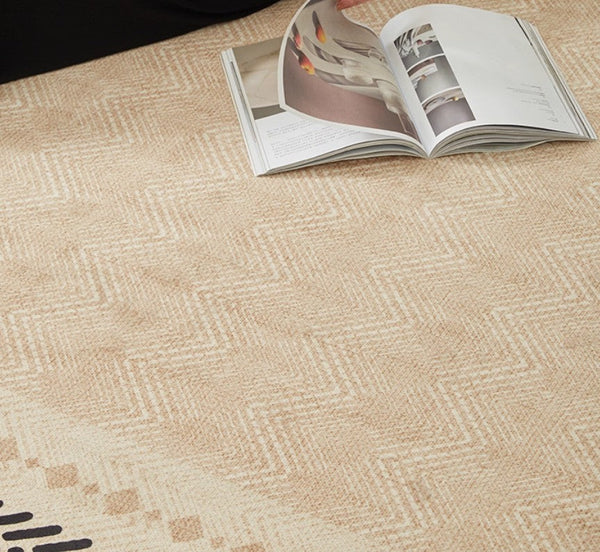 Mid Century Modern Rugs Next to Bed, Modern Rugs for Dining Room, Contemporary Rugs for Bedroom, Cream Modern Carpets for Living Room-ArtWorkCrafts.com