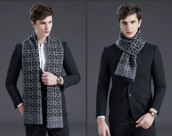 Modern Business Wool Scarf for Gentleman, Soft Casual Scarf Men, Men's Winter Wool Scarf, Formal Men Scarf Styles, Men's Winter Scarves, Thick Wool Scarf for Men
