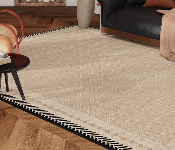 Mid Century Modern Rugs Next to Bed, Modern Rugs for Dining Room, Contemporary Rugs for Bedroom, Cream Modern Carpets for Living Room-ArtWorkCrafts.com