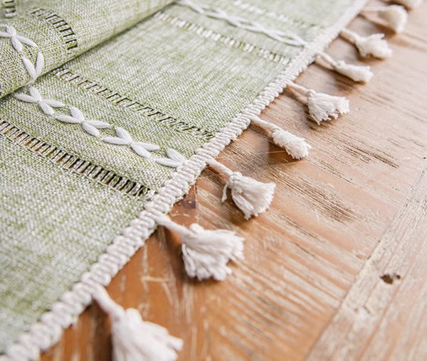Rectangular Tablecloth for Sale, Modern Table Cloths for Dining Room, Kitchen Rectangular Table Covers, Farmhouse Green Cotton and Linen Table Cloth-ArtWorkCrafts.com