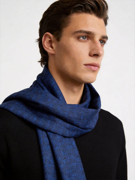Luxury Blue Silk Neck Scarf, Silk Scarf For Suit, Formal Wear Silk Scarf, Silk Ascot For Men, British Style Long Scarf, Business Silk Scarf Men, Mens Spring Autumn Scarf, Lightweight Silk Scarf Men-ArtWorkCrafts.com