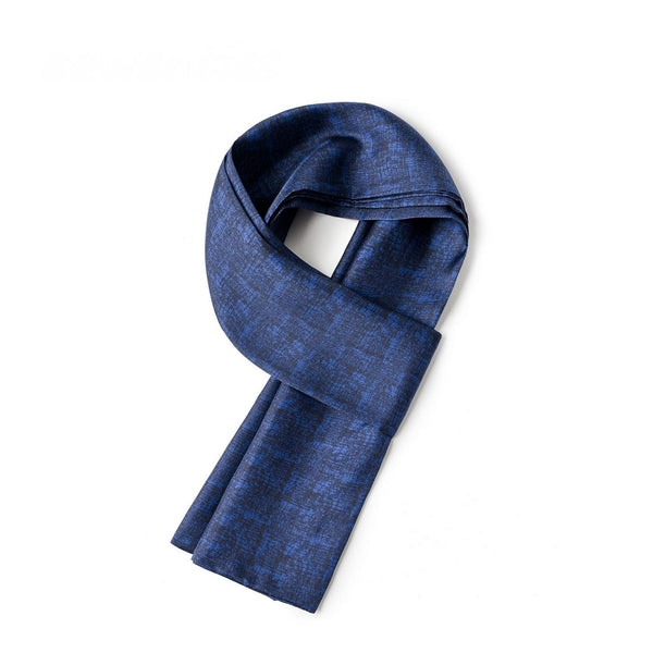 Luxury Blue Silk Neck Scarf, Silk Scarf For Suit, Formal Wear Silk Scarf, Silk Ascot For Men, British Style Long Scarf, Business Silk Scarf Men, Mens Spring Autumn Scarf, Lightweight Silk Scarf Men-ArtWorkCrafts.com