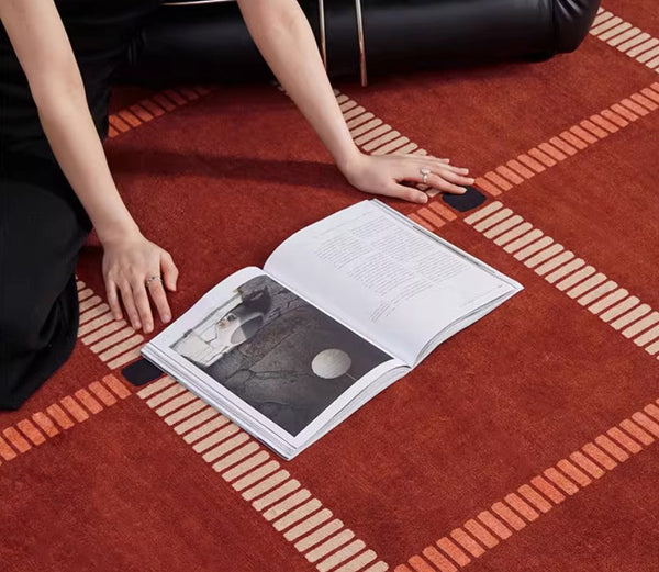 Contemporary Modern Carpets Next to Bed, Abstract Red Rugs for Living Room, Mid Century Area Rugs, Red Modern Rugs under Dining Room Table-ArtWorkCrafts.com