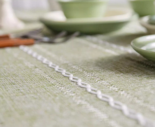 Rectangular Tablecloth for Sale, Modern Table Cloths for Dining Room, Kitchen Rectangular Table Covers, Farmhouse Green Cotton and Linen Table Cloth-ArtWorkCrafts.com