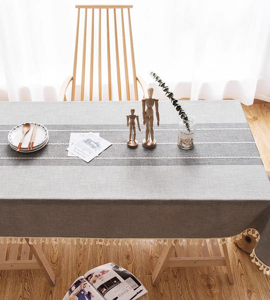Dining Room Table Large Rectangle Table Cover, Modern Rectangular Table Cloth for Oval Table, Cotton and Linen Tablecloth for Kitchen-ArtWorkCrafts.com