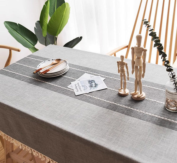 Dining Room Table Large Rectangle Table Cover, Modern Rectangular Table Cloth for Oval Table, Cotton and Linen Tablecloth for Kitchen-ArtWorkCrafts.com