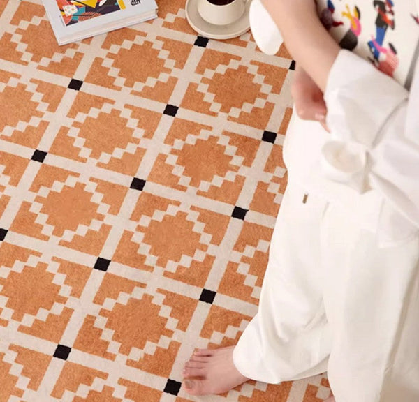 Geometric Modern Rug Ideas for Living Room, Circular Modern Rugs for Bathroom, Modern Rugs for Children's Room, Mid Century Modern Round Rugs for Dining Room-ArtWorkCrafts.com