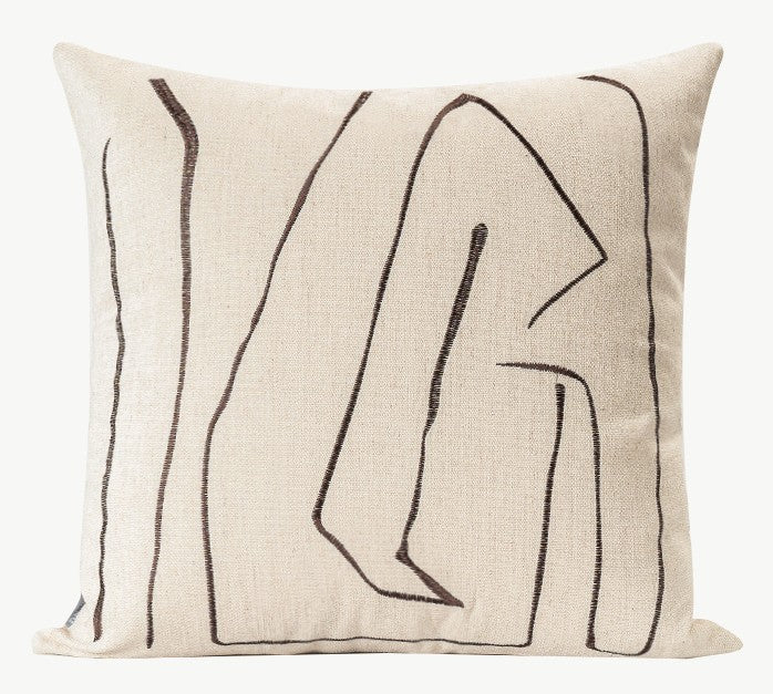 Geometric Square Modern Throw Pillows for Couch, Beige Decorative Throw Pillows, Large Contemporary Throw Pillow for Interior Design-ArtWorkCrafts.com