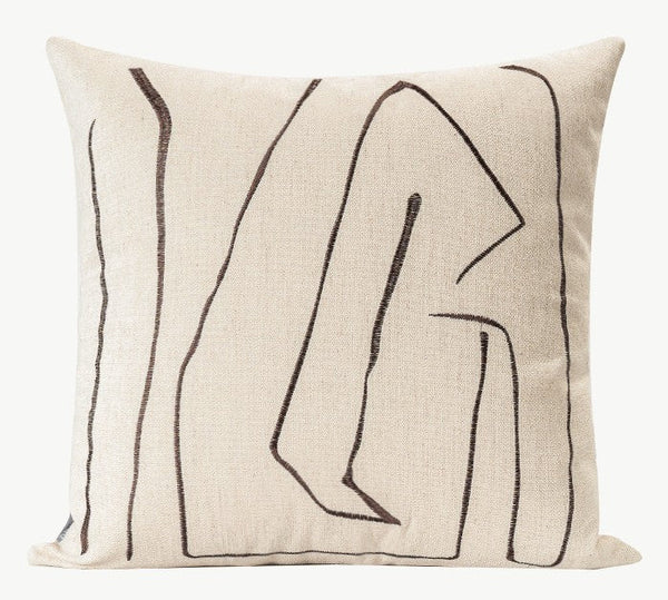 Geometric Square Modern Throw Pillows for Couch, Beige Decorative Throw Pillows, Large Contemporary Throw Pillow for Interior Design-ArtWorkCrafts.com