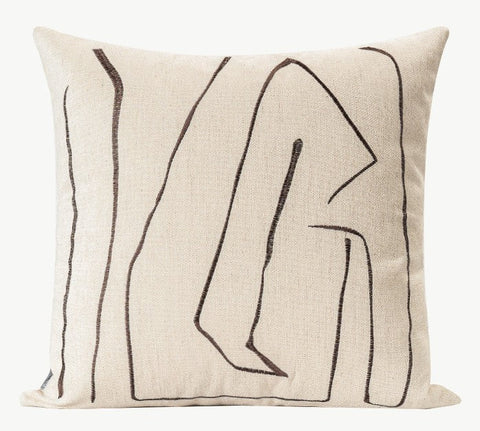 Geometric Square Modern Throw Pillows for Couch, Beige Decorative Throw Pillows, Large Contemporary Throw Pillow for Interior Design-ArtWorkCrafts.com