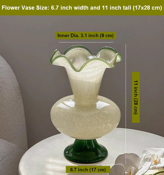 Bouquet Flower Vase, Vintage Glass Flower Vases, Water Holding Flower Vases, Glass Bud Vases, Handmade Flower Vases on Table-ArtWorkCrafts.com