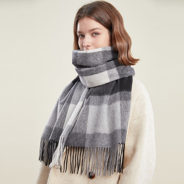 Soft Wool Scarf for women, Wool Scarf for Women, Plaid Winter Shawl, Christmas Holiday Gift, Evening Wrap, Large Winter Shawl, Elegant Shawl, Warm Cape, Winter Scarves-ArtWorkCrafts.com