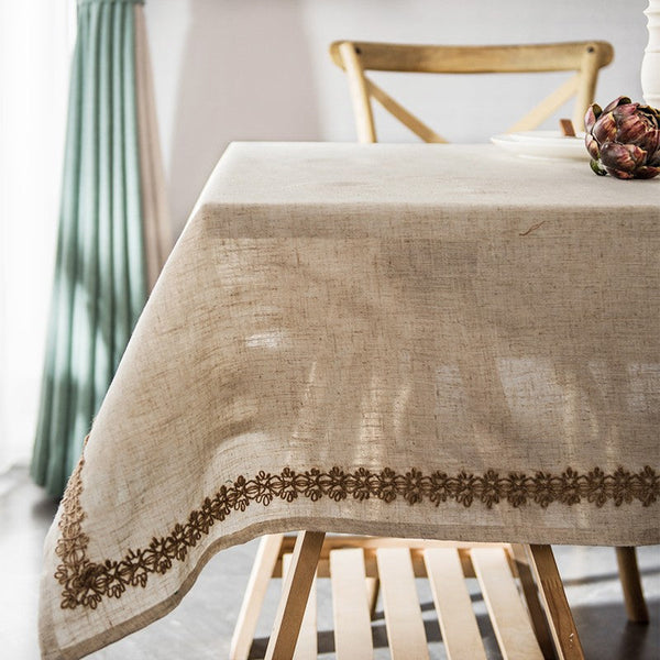 Large Rectangle Table Cover for Dining Room Table, Modern Table Cloth, Cotton and Linen Tablecloth for Home Decoration, Square Tablecloth for Round Table-ArtWorkCrafts.com