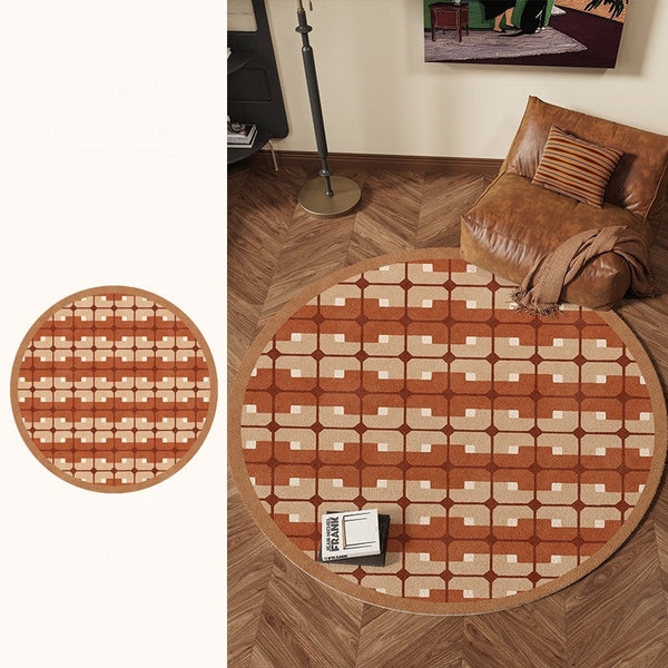 Abstract Contemporary Round Rugs, Modern Rugs under Coffee Table, Modern Rugs for Dining Room, Geometric Modern Rugs for Bedroom-ArtWorkCrafts.com