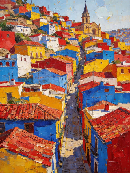 Original Landscape Art, Guanajuato's Luminous Landscape, Small Oil Paintings, Hand Painted Canvas Art, Buy Paintings Online, Landscape Paintings-ArtWorkCrafts.com