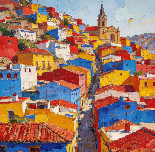 Original Landscape Art, Guanajuato's Luminous Landscape, Small Oil Paintings, Hand Painted Canvas Art, Buy Paintings Online, Landscape Paintings-ArtWorkCrafts.com