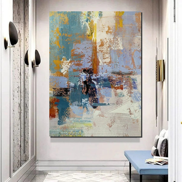 Acrylic Abstract Painting Behind Sofa, Acrylic Painting for Sale, Large Painting on Canvas, Living Room Wall Art Paintings, Buy Paintings Online-ArtWorkCrafts.com