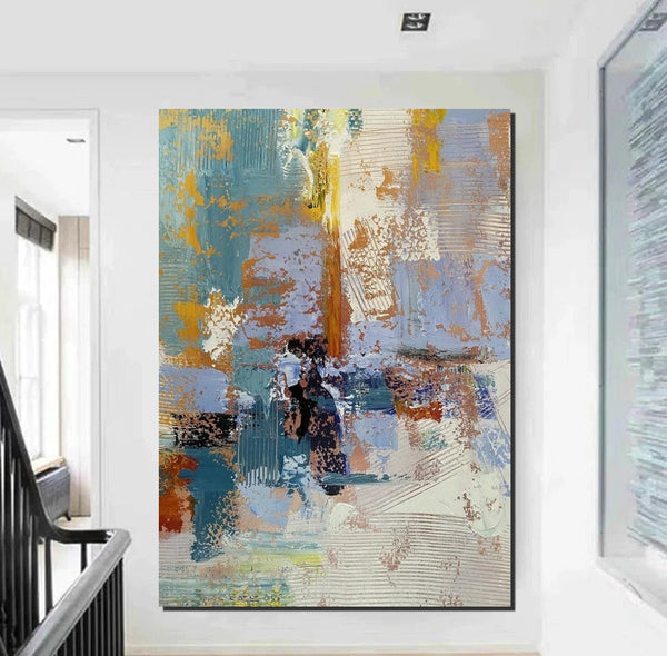 Acrylic Abstract Painting Behind Sofa, Acrylic Painting for Sale, Large Painting on Canvas, Living Room Wall Art Paintings, Buy Paintings Online-ArtWorkCrafts.com