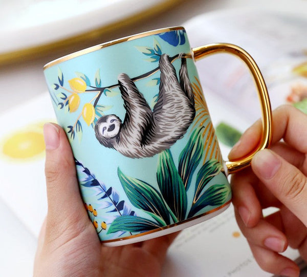 Peacock Porcelain Cups, Large Capacity Jungle Animal Porcelain Mugs, Unique Ceramic Mugs in Gift Box, Creative Ceramic Mugs for Office-ArtWorkCrafts.com