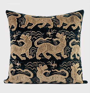 Embroidery Tiger Pattern Pillows for Couch, Contemporary Modern Sofa Pillows, Decorative Throw Pillows for Bedroom, Large Modern Sofa Pillow for Living Room
