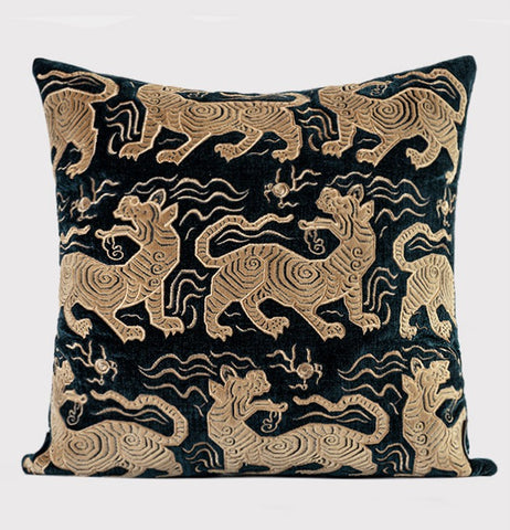 Embroidery Tiger Pattern Pillows for Couch, Contemporary Modern Sofa Pillows, Decorative Throw Pillows for Bedroom, Large Modern Sofa Pillow for Living Room