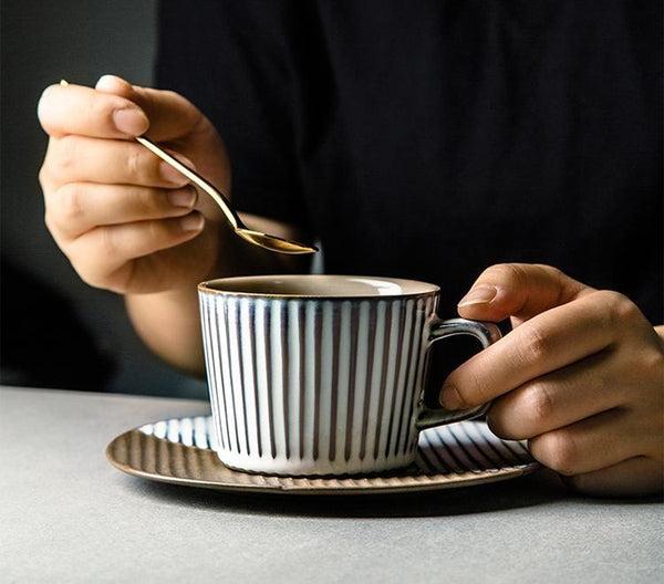 White Ceramic Coffee Cups, Pottery Coffee Cups, Cappuccino Coffee Mug, Coffee Cup and Saucer Set, Coffee Cup for Sale, Tea Cup, White / Green / Blue / Yellow-ArtWorkCrafts.com