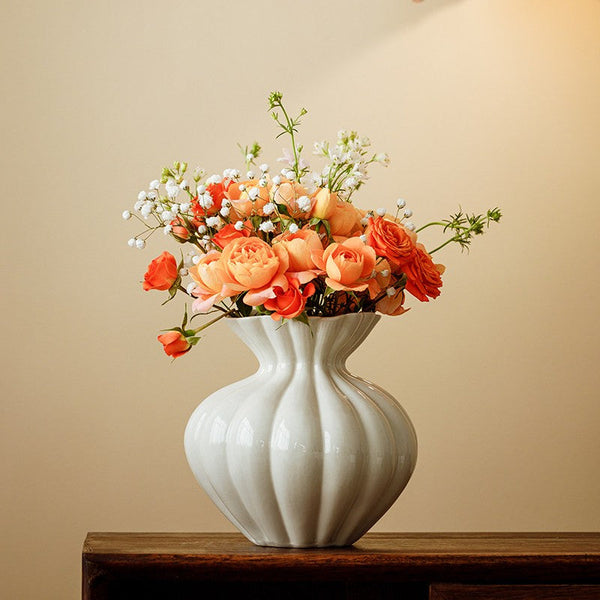 Handmade Water Holding Flower Vases, Modern Flower Vase Centerpiece on Table, Porcelain Flower Vases, Ceramic Bouquet Vases-ArtWorkCrafts.com