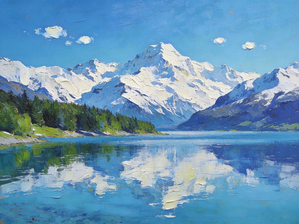 Mountain Reflecting Lake Beauty, Hand Painted Canvas Art, Landscape Oil Paintings, Canvas Wall Art for Living Room, Buy Original Paintings, Small Oil Paintings-ArtWorkCrafts.com
