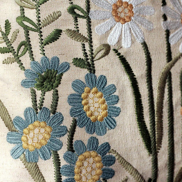 Flower Decorative Throw Pillows, Decorative Pillows for Sofa, Embroider Flower Cotton and linen Pillow Cover, Farmhouse Decorative Pillows-ArtWorkCrafts.com
