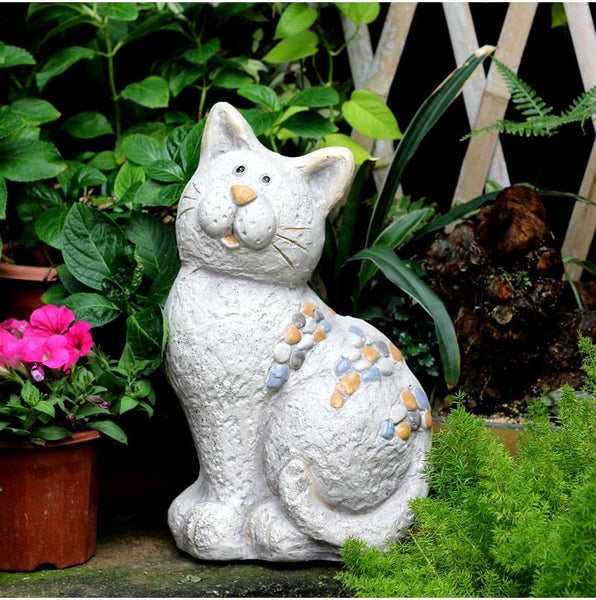 Large Lovely Cat Statue for Garden Courtyard Ornament, Animal Statue, Villa Outdoor Decor Gardening Ideas-ArtWorkCrafts.com