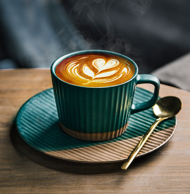 Ceramic Coffee Cups, Coffee Cup and Saucer Set, Pottery Coffee Cups, Cappuccino Coffee Mug, Coffee Cup for Sale, Tea Cup, White / Green / Blue / Yellow-ArtWorkCrafts.com
