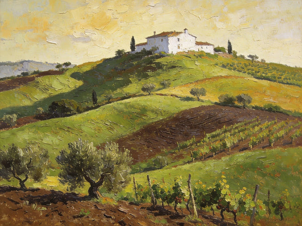 Original Landscape Paintings, Tuscan Hillside Charm, Canvas Wall Art Paintings, Hand Painted Canvas Art, Original Oil Paintings, Buy Canvas Paintings Online-ArtWorkCrafts.com