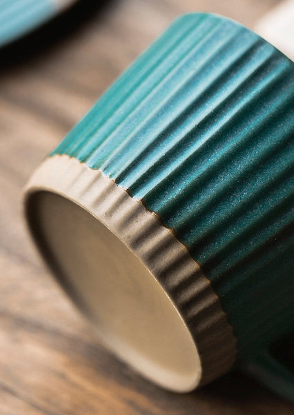 Ceramic Coffee Cups, Coffee Cup and Saucer Set, Pottery Coffee Cups, Cappuccino Coffee Mug, Coffee Cup for Sale, Tea Cup, White / Green / Blue / Yellow-ArtWorkCrafts.com